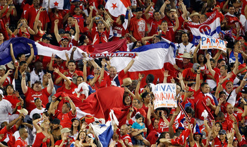TAMPA, FL - JUNE 11:  Fans of Team Panama celebrate their teams victory over Team United States during the CONCACAF Gold Cup Match at Raymond James Stadium on June 11, 2011 in Tampa, Florida.  (Photo by J. Meric/Getty Images)