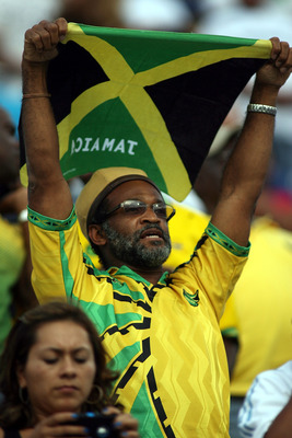MIAMI, FL - JUNE 10: A fan cheers as Jamaica takes on Guatemala at FIU Stadium on June 10, 2011 in Miami, Florida.  (Photo by Marc Serota/Getty Images)
