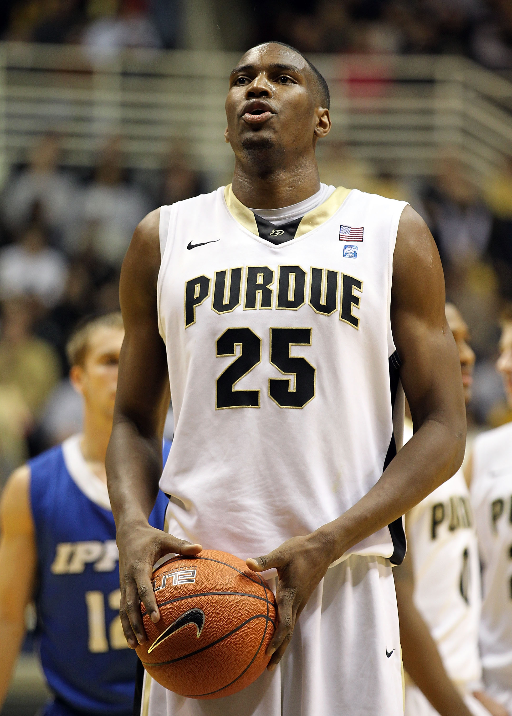 WEST LAFAYETTE, IN - DECEMBER 21:  JaJuan Johnson #25 of the Purdue Boilermakers shoots the ball during the game against the IPFW Mastodons at Mackey Arena on December 21, 2010 in West Lafayette, Indiana.  (Photo by Andy Lyons/Getty Images)