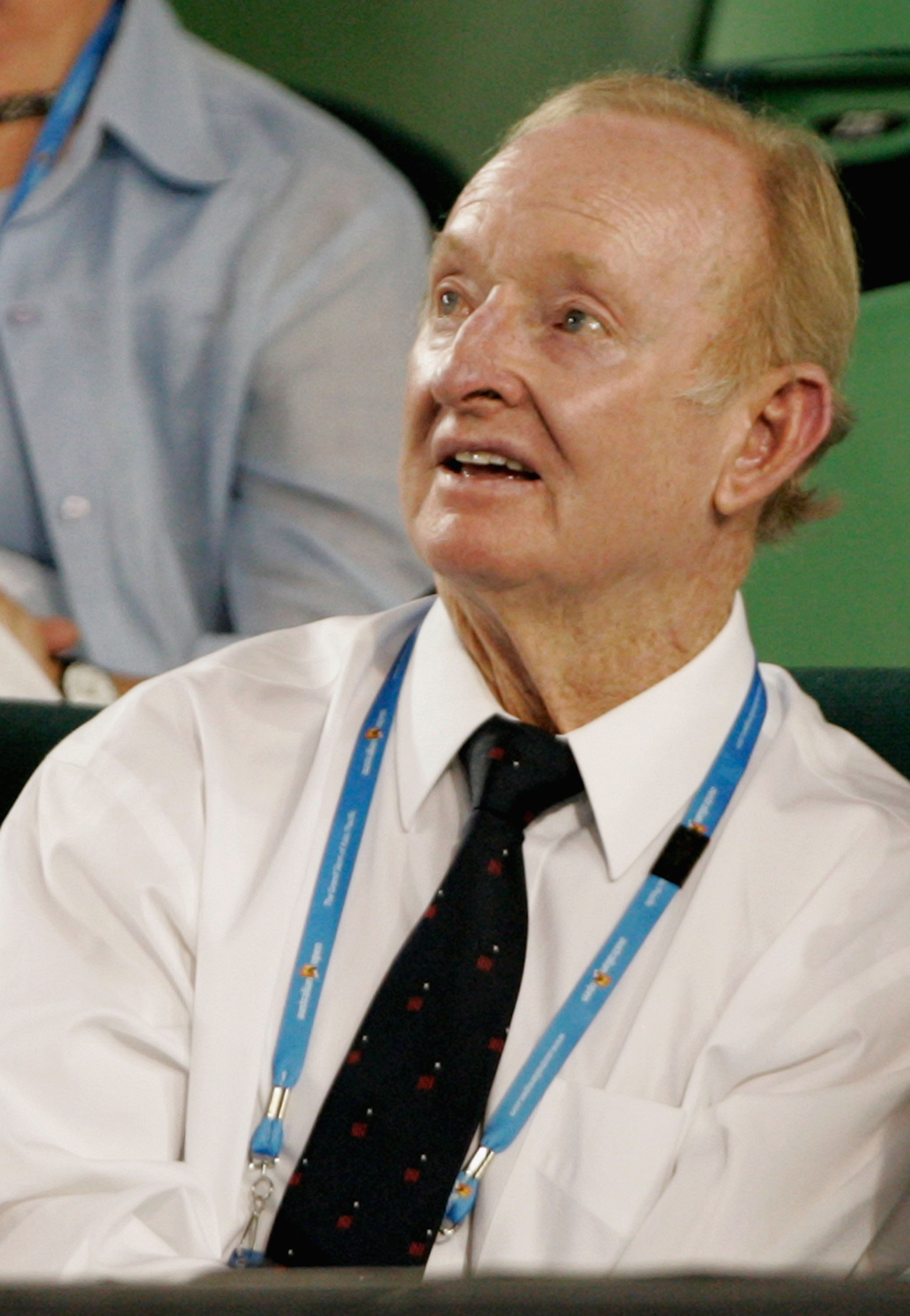 MELBOURNE, AUSTRALIA - JANUARY 28:  Australian tennis legend Rod Laver watches the quarterfinal match between Svetlana Kuznetsova of Russia and Serena Williams of the United States of America during day ten of the 2009 Australian Open at Melbourne Park on