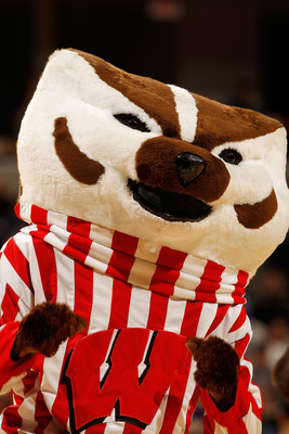 INDIANAPOLIS - MARCH 12:  Bucky Badger, mascot of the Wisconsin Badgers performs during the game against the Illinois Fighting Illini in the quarterfinals of the Big Ten Men's Basketball Tournament at Conseco Fieldhouse on March 12, 2010 in Indianapolis,