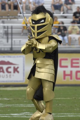ORLANDO, FL - OCTOBER 20: The mascot of the Tulsa Golden Hurricane entertains during pre-game ceremonies against the University of Central Florida Knights at Bright House Stadium on October 20, 2007 in Orlando, Florida.  UCF won 44 - 23. (Photo by Al Mess