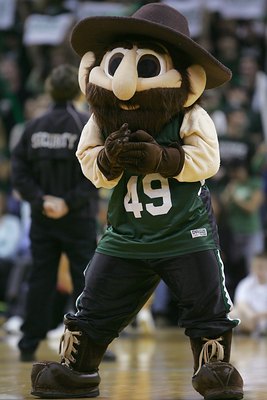 CHARLOTTE - NOVEMBER 29:  The mascot of the UNC Charlotte 49ers rallies the fans during the college basketball game against the Wake Forest Demon Deacons at the Bobcats Arena on November 29, 2007 in Charlotte, North Carolina. (Photo by Streeter Lecka/Gett