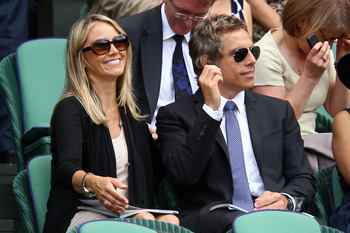 LONDON, ENGLAND - JUNE 30:  Christine Taylor and Ben Stiller on Day Nine of the Wimbledon Lawn Tennis Championships at the All England Lawn Tennis and Croquet Club on June 30, 2010 in London, England.  (Photo by Julian Finney/Getty Images)