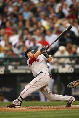 SEATTLE - JULY 22:  Dustin Pedroia #15 of the Boston Red Sox bats against the Seattle Mariners on July 22, 2008 at Safeco Field in Seattle, Washington. (Photo by Otto Greule Jr/Getty Images)