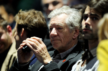 LONDON, ENGLAND - NOVEMBER 27:  Sir Ian McKellen watches the Roger Federer and Novak Djokovic men's semi-final match during the ATP World Tour Finals at O2 Arena on November 27, 2010 in London, England.  (Photo by Matthew Lewis/Getty Images)