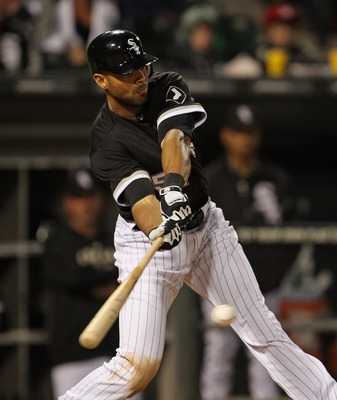 CHICAGO, IL - JUNE 10:  Alex Rios #51 of the Chicago White Sox hits the ball against the Oakland Athletics at U.S. Cellular Field on June 10, 2011 in Chicago, Illinois. The Athletics defeated the White Sox 7-5.  (Photo by Jonathan Daniel/Getty Images)