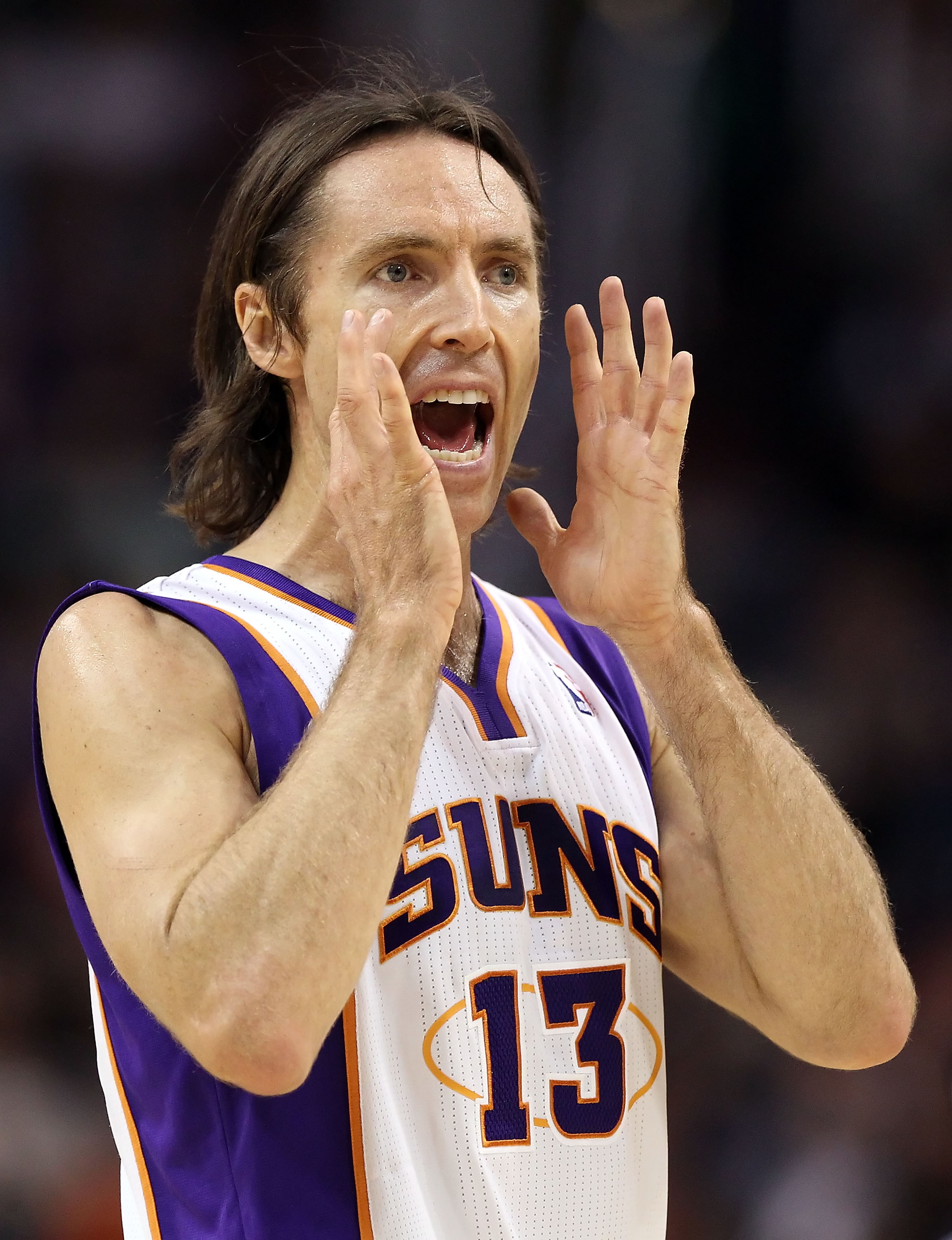 PHOENIX, AZ - APRIL 13:  Steve Nash #13 of the Phoenix Suns during the NBA game against the San Antonio Spurs at US Airways Center on April 13, 2011 in Phoenix, Arizona.  NOTE TO USER: User expressly acknowledges and agrees that, by downloading and or usi