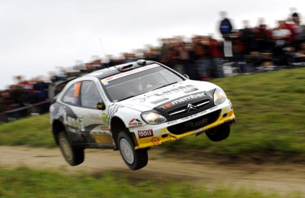 MIKOLAJKI, POLAND - JUNE 28:  Petter Solberg of Norway and Phil Mills of Great Britain compete in their Citroen Xsara during the third leg of the WRC Rally of Poland on June 28, 2009 in Mikolajki, Poland.  (Photo by Massimo Bettiol/Getty Images)