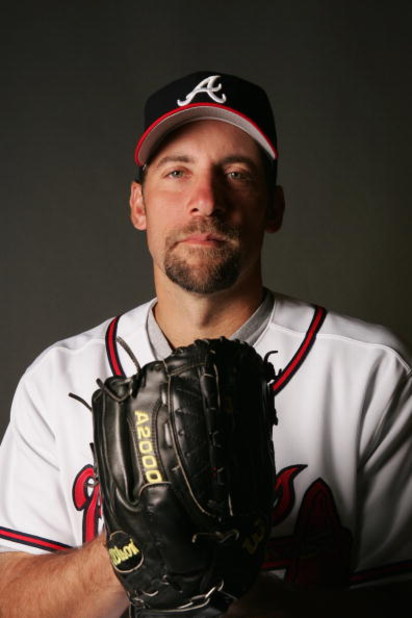 KISSIMMEE, FL - FEBRUARY 22:  John Smoltz poses for a portrait during the Atlanta Braves Photo Day on February 22, 2007 at The Ballpark at Disney's Wide World of Sports in Kissimmee, Florida. (Photo by Elsa/Getty Images)