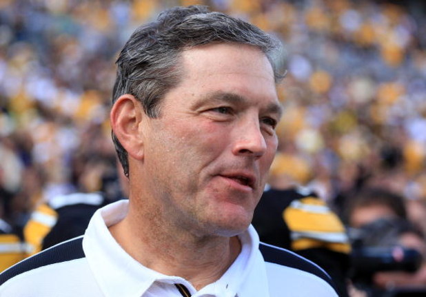 TAMPA, FL - JANUARY 01:  Iowa Hawkeyes head coach Kirk Ferentz is seen during the game against the South Carolina Gamecocks during the Outback Bowl on January 1, 2009 at Raymond James Stadium in Tampa, Florida.  (Photo by Scott Halleran/Getty Images)