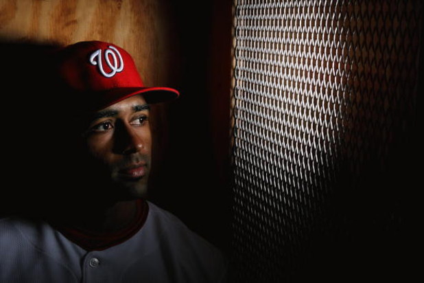 VIERA, FL - FEBRUARY 21:  Corey Patterson #4 of the Washington Nationals poses during photo day at Roger Dean Stadium on February 21, 2009 in Viera, Florida.  (Photo by Doug Benc/Getty Images)