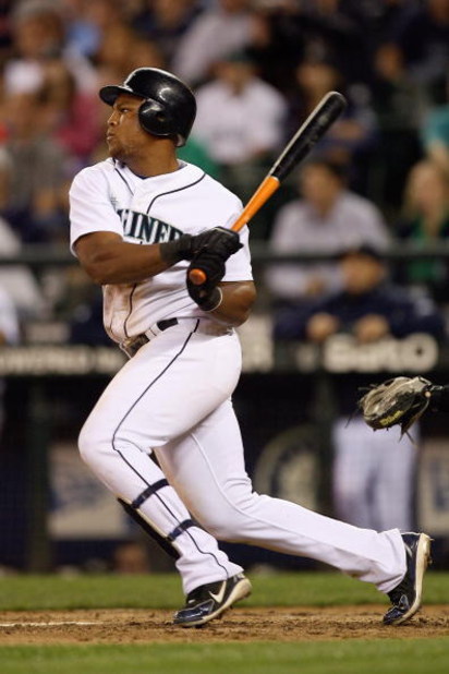 SEATTLE - AUGUST 12:  Adrian Beltre #29 of the Seattle Mariners bats during the game against the Chicago White Sox on August 12, 2009 at Safeco Field in Seattle, Washington. (Photo by Otto Greule Jr/Getty Images) 