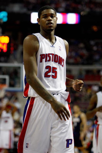 AUBURN HILLS, MI - OCTOBER 29:  Amir Johnson #25 of the Detroit Pistons walks across the court during the game against the Indiana Pacers  on October 29, 2008 at the Palace of Auburn Hills in Auburn Hills, Michigan.  The Pistons won 100-94.  NOTE TO USER: