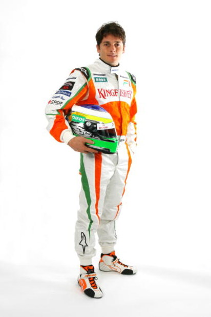 NORTHAMPTON, UNITED KINGDOM - FEBRUARY 24: In this handout image supplied by Force India F1, Giancarlo Fisichella of Italy and Force India attends the launch of the new Force India F1 VJM02 car at Silverstone on February 24, 2009 in Silverstone, England.