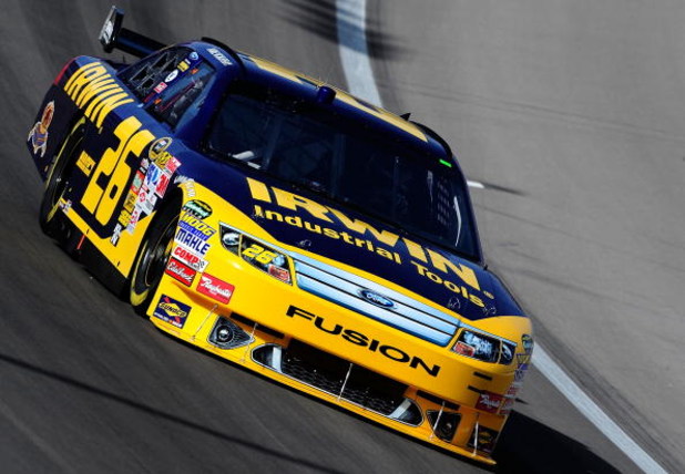 LAS VEGAS - FEBRUARY 27: Jamie McMurray, driver of the #26 Irwin Ford, drives during practice for the NASCAR Sprint Cup Series Shelby 427 at the Las Vegas Motor Speedway on February 27, 2009 in Las Vegas, Nevada. (Photo by Rusty Jarrett/Getty Images)