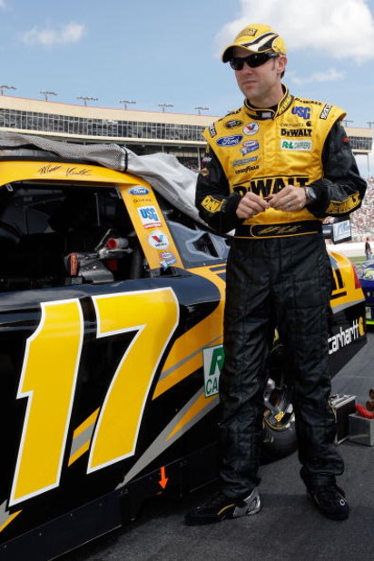 HAMPTON, GA - MARCH 08: Matt Kenseth driver of the Dewalt Ford stands by his car before the start of the NASCAR Sprint Cup Series Kobalt Tools 500 at the Atlanta Motor Speedway on March 8, 2009 in Hampton, Georgia. (Photo by John Harrelson/Getty Images)