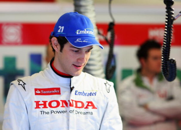 BARCELONA, SPAIN - NOVEMBER 19: Bruno Senna of Brazil prepares to drive during day three of Formula One Testing at the Circuit de Catalunya on November 19, 2008 in Barcelona, Spain. (Photo by Mark Thompson/Getty Images)