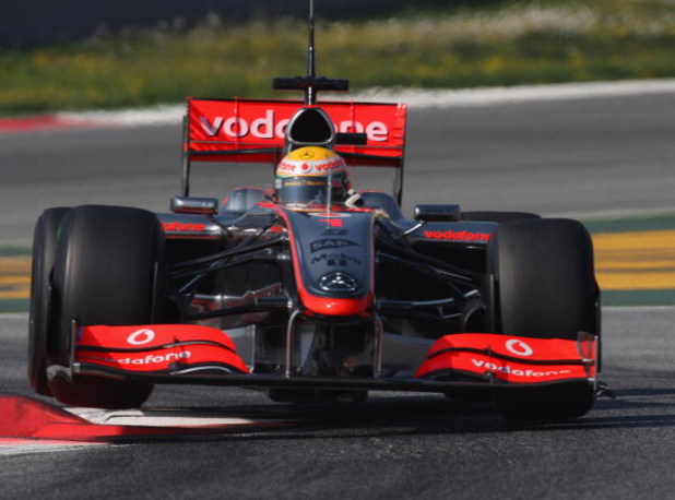 BARCELONA, SPAIN - MARCH 12: Lewis Hamilton of Great Britain team Mclaren Mercedes in action during formula one testing at the Circuit de Catalunya on March 12, 2009 in Barcelona, Spain. (Photo by Mark Thompson/Getty Images)