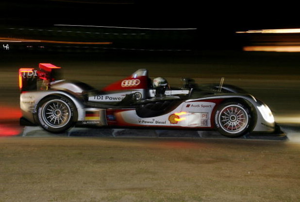 SEBRING, FL - MARCH 21: Allan McNish driver of the #2 Audi Sport Team Joest Audi R15 TDI gets through turn seven during the 57th Annual Mobil1 12 Hours of Sebring at Sebring International Raceway on March 21, 2009 in Sebring, Florida. (Photo by Doug Ben