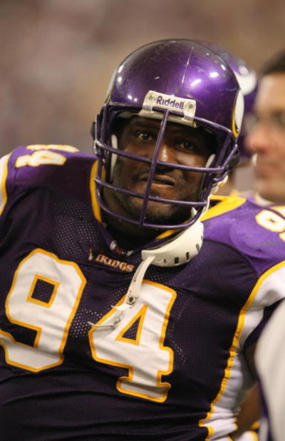MINNEAPOLIS - SEPTEMBER 21:  Pat Williams #94 of the Minnesota Vikings looks on against the Carolina Panthers during their NFL game at the Hubert H. Humphrey Metrodome on September 21, 2008 in Minneapolis, Minnesota. The Vikings defeated the Panthers 20-1