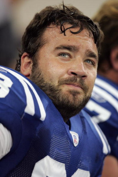 INDIANAPOLIS - SEPTEMBER 24:  Center Jeff Saturday #63 of the Indianapolis Colts looks on during the game against the Jacksonville Jaguars at the RCA Dome September 24, 2006 in Indianapolis, Indiana. The Colts defeated the Jags 21-14.  (Photo by Andy Lyon