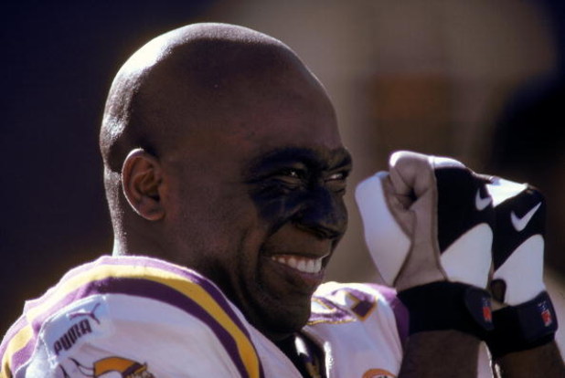 31 Oct 1999: John Randle #93 of the Minnesota Vikings celebrates on the sidelines during the game against the Denver Broncos  at the Mile High Stadium in Denver, Colorado. The Vikings defeated the Broncos 23-20. Mandatory Credit: Rodolfo Ganzales  /Allspo