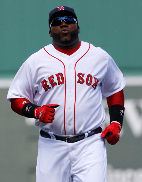 BOSTON - APRIL 9: David Ortiz #34 of the Boston Red Sox prepares for a game with the Tampa Bay Rays at Fenway Park April 9, 2009, in Boston, Massachusetts. The Rays won the game 4-3. (Photo by Jim Rogash/Getty Images)
