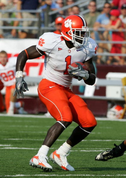 CHESTNUT HILL, MA - SEPTEMBER 09: James Davis #1 of the Clemson Tigers runs the ball against the Boston College Eagles during their Atlantic Coast Conference game at Alumni Stadium on September 9, 2006 in Chestnut Hill, Massachusetts.  (Photo by Jim McIsa