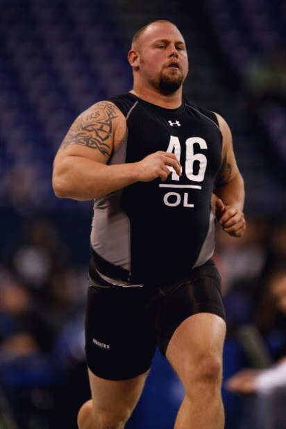 INDIANAPOLIS, IN - FEBRUARY 21: Offensive lineman AQ Shipley of Penn State runs the 40 yard dash during the NFL Scouting Combine presented by Under Armour at Lucas Oil Stadium on February 21, 2009 in Indianapolis, Indiana. (Photo by Scott Boehm/Getty Ima