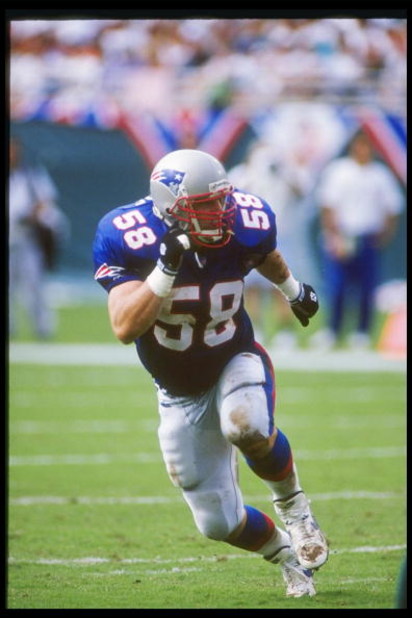 4 Sep 1994: Linebacker Marty Moore of the New England Patriots in action during the Patriots 39-35 loss to the Miami Dolphins at Joe Robbie Stadium in Miami, Florida.