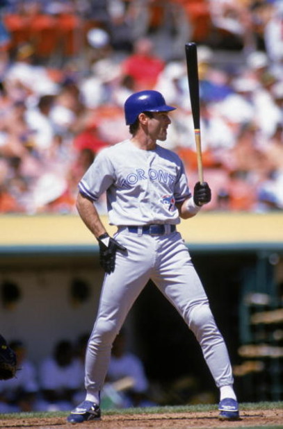 OAKLAND - MAY 30:  Paul Molitor #19 of the Toronto Blue Jays prepares for an Oakland Athletics pitch at Oakland Coliseum in Oakland, California on May 30, 1993. (Photo by Otto Greule Jr/Getty Images)