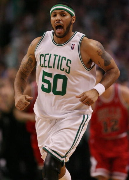 BOSTON - MAY 02:  Eddie House #50 of the Boston Celtics celebrates his basket in the fourth quarter against the Chicago Bulls in Game Seven of the Eastern Conference Quarterfinals during the 2009 NBA Playoffs at TD Banknorth Garden on May 2, 2009 in Bosto
