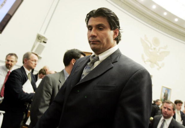 WASHINGTON - MARCH 17:  Former Oakland Athletic and Texas Ranger Jose Canseco departs the committee room at the end of testimony March 17, 2005 to a House Committee session that is investigating Major League Baseball effort to eradicate steroid use in Was
