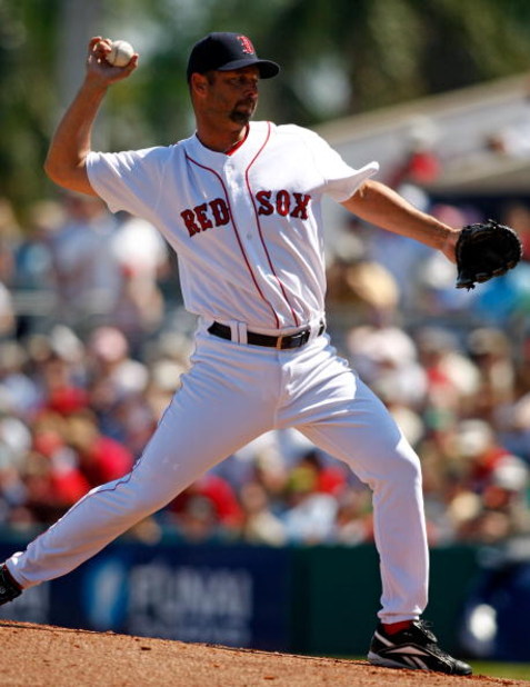 FORT MYERS, FL - MARCH 02:  Pitcher Tim Wakefield #48 of the Boston Red Sox makes a pitch against the Minnesota Twins during the game on March 2, 2008 at City of Palms Park in Ft. Myers, Florida.  (Photo by J. Meric/Getty Images)