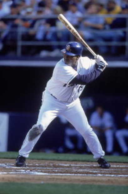 10 Apr 2001: Tony Gwynn #19 of the San Diego Padres at bat during the game against the San Francisco Giants at the Qualcomm Stadium in San Diego, California. The Giants defeated the Padres 11-6.Mandatory Credit: Jeff Gross /Allsport