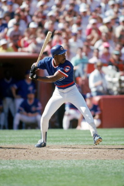 SAN FRANCISCO - 1989: Andre Dawson #8 of the Chicago Cubs stands ready at the plate during a game with the San Francisco Giants in 1989 at Candlestick Park in San Francisco, California. (Photo by Otto Greule Jr/Getty Images)