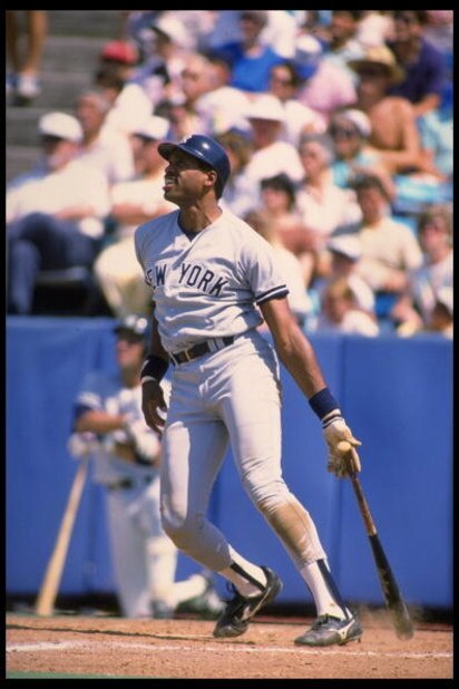 Undated: Dave Winfield of the New York Yankees watches the ball go and go after his batting. Mandatory Credit: Rick Stewart/Allsport