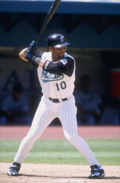 26 Apr 1998: Outfielder Gary Sheffield of the Florida Marlins in action during a game against the Arizona Diamondbacks at the Pro Player Stadium in Miami, Florida. The Marlins defeated the Diamondbacks 12-6. Mandatory Credit: Scott Halleran /Allsport