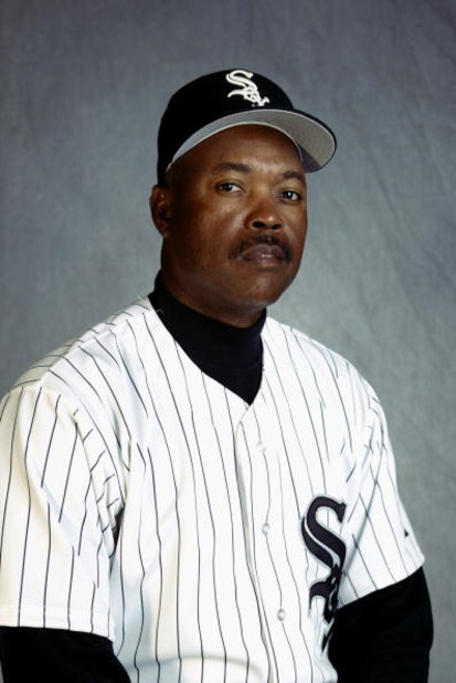 TUCSON, AZ - FEBRUARY 25:  First base coach Rafael Santana #1 of the Chicago White Sox poses for a portrait during the White Sox spring training Media Day on February 25, 2003, at Tucson Electric Park in Tucson, Arizona.  (Photo by Brian Bahr/Getty Images