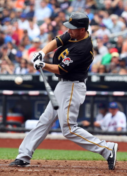 NEW YORK - MAY 09:  Adam LaRoche #25 of the Pittsburgh Pirates bats against the New York Mets on May 9, 2009 at Citi Field in the Flushing neighborhood of the Queens borough of New York City. The Mets defeated the Pirates 10-1.  (Photo by Jim McIsaac/Gett