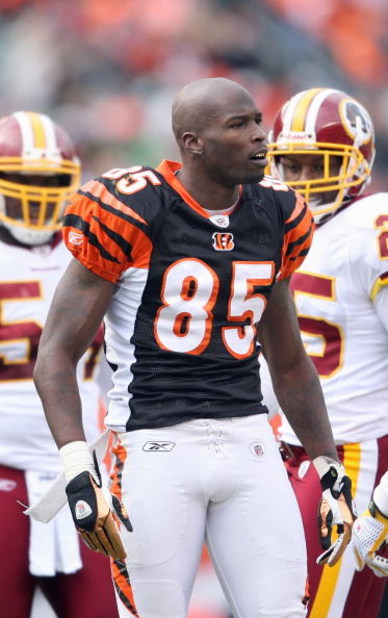 CINCINNATI - DECEMBER 14:  Chad Johnson #85 of the Cincinnati Bengals stands on the field during the NFL game against the Washington Redskins on December 14, 2008 at Paul Brown Stadium in Cincinnati, Ohio. The Bengals won 20-13. (Photo by Andy Lyons/Getty
