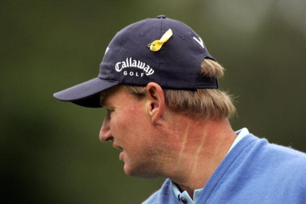 VIRGINIA WATER, UNITED KINGDOM - MAY 26:  Ernie Els of South Africa wears a yellow ribbon to show his support for the search for Madeleine McCann during the Third Round of the BMW PGA Championship at The Wentworth Club on May 26, 2007 in Virginia Water, E
