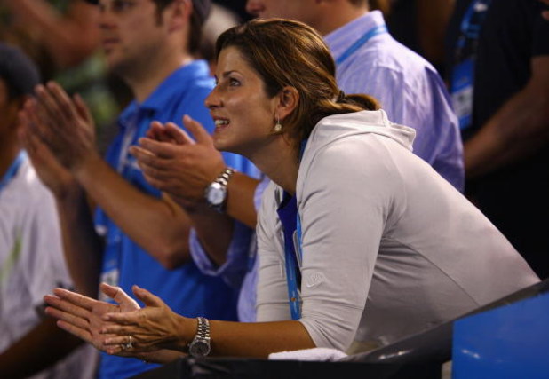 MELBOURNE, AUSTRALIA - JANUARY 29:  Roger Federer's girlfriend Mirka Vavrinec watches his semifinal match against Andy Roddick of the United States of America during day eleven of the 2009 Australian Open at Melbourne Park on January 29, 2009 in Melbourne