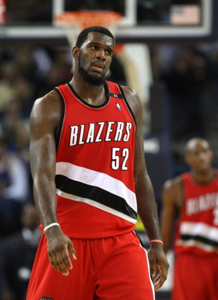 OAKLAND, CA - NOVEMBER 18:  Greg Oden #52 of the Portland Trail Blazers looks on in the fourth quarter against the Golden State Warriors during an NBA game on November 18, 2008 at Oracle Arena in Oakland, California. NOTE TO USER: User expressly acknowled
