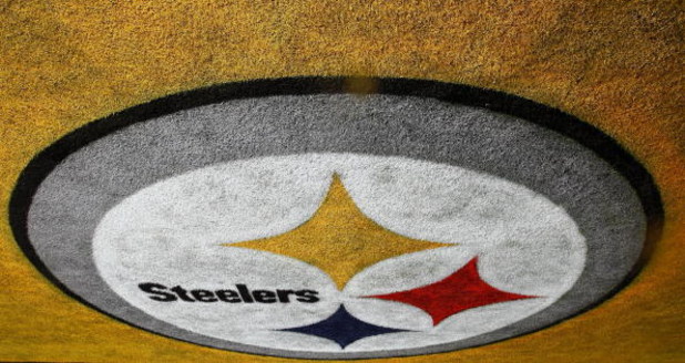 TAMPA, FL - FEBRUARY 01:  A logo for the Pittsburgh Steelers is seen painted in the endzone during Super Bowl XLIII on February 1, 2009 at Raymond James Stadium in Tampa, Florida.  (Photo by Al Bello/Getty Images)