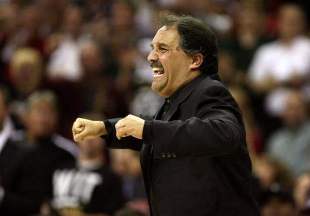 CLEVELAND - MAY 28: Head coach Stan Van Gundy of the Orlando Magic reacts from the sidelines against the Cleveland Cavaliers in Game Five of the Eastern Conference Finals during the 2009 Playoffs at Quicken Loans Arena on May 28, 2009 in Cleveland, Ohio. 