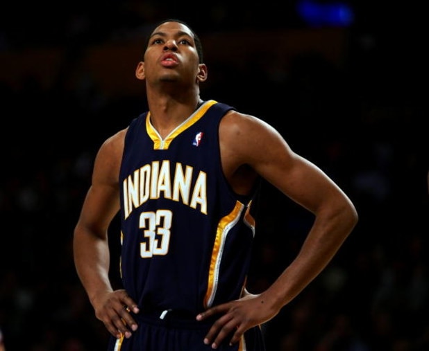 LOS ANGELES - DECEMBER 4: Danny Granger #33 of the Indiana Pacers looks on during free throw against the Los Angeles Lakers on December 4, 2006 at Staples Center in Los Angeles, California. NOTE TO USER: User expressly acknowledges and agrees that, by do