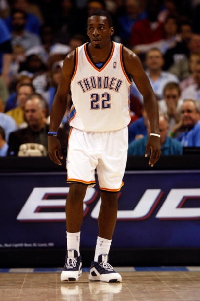 OKLAHOMA CITY - OCTOBER 29: Jeff Green #22 of the Oklahoma City Thunder stands on the court during the game against the Milwaukee Bucks at the Ford Center on October 29, 2008 in Oklahoma City, Oklahoma. The Bucks won 98-87. NOTE TO USER: User expressly