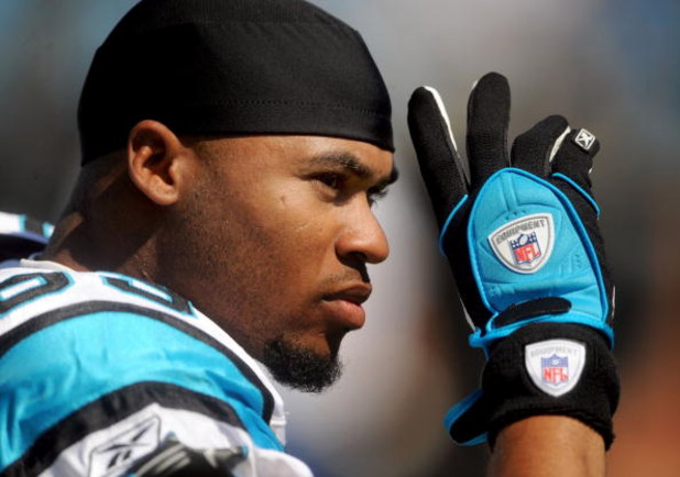 CHARLOTTE, NC - SEPTEMBER 28:  Wide receiver Steve Smith #89 of the Carolina Panthers waves to some fans in the crowd before the game against the Atlanta Falcons at Bank of America Stadium on September 28, 2008 in Charlotte, North Carolina. The Carolina P